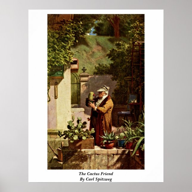 Cactus Friend av Carl Spitzweg Poster (Framsidan)