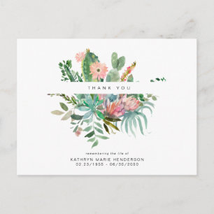 Cactus Funeral Loss Tack Postcard Vykort