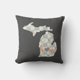 Cactus fyllde Michigan Silhouette med hemmet Kudde