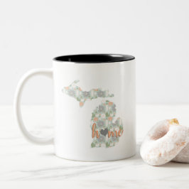 Cactus fyllde Michigan Silhouette med hemmet Två-Tonad Mugg