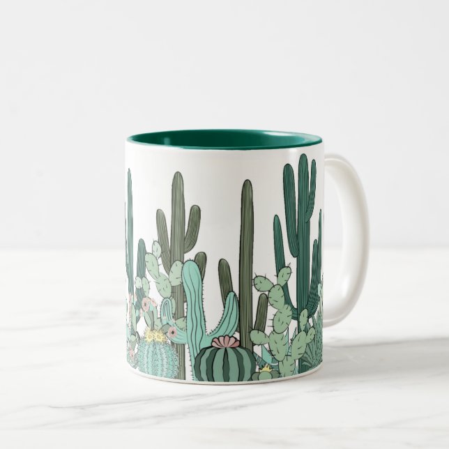 Cactus Garden Art Två-Tonad Mugg (Framsida höger)