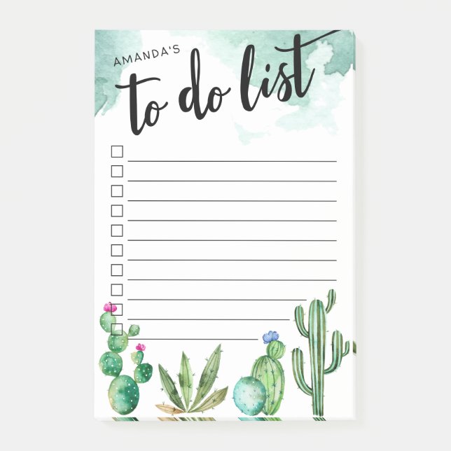 Cactus Garden Personlig Led to Do List Post-it Block (Framsida)