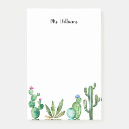 Cactus Garden Personlig Teacher Post-it Block