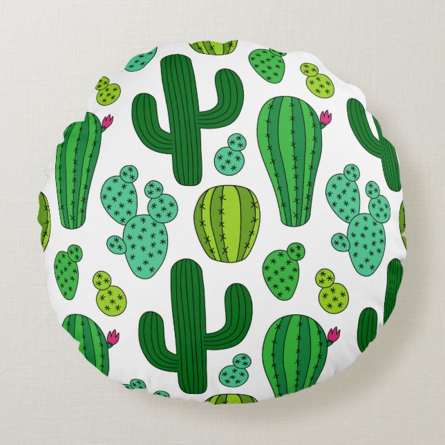 Cactus Garden Rund Kudde (Framsidan)