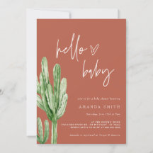 Cactus Gender Neutral Desert Hej Baby Shower Inv