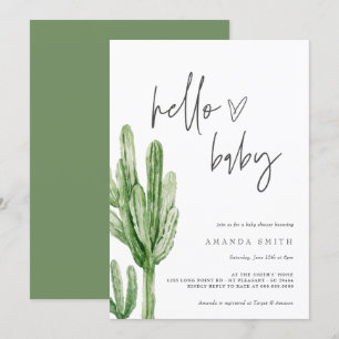 Cactus Gender Neutral Desert Hej Baby Shower Inv Inbjudningar