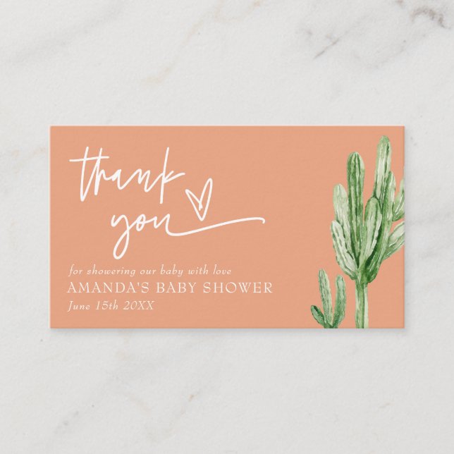 Cactus Gender Neutral Desert Hej Baby Shower Tilläggskort (Framsida)