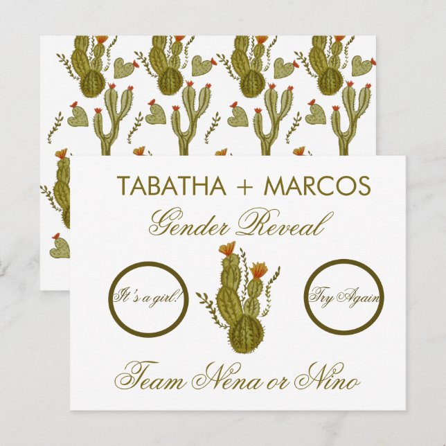 Cactus Gender Reveal DIY Faux Scratch-kort Meddelande Vykort (Fram/baksida)