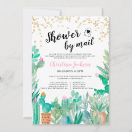 Cactus glitter vattenfärgdusch i guld per e-post inbjudningar