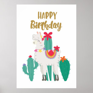 Cactus Grattis på födelsedagen Poster