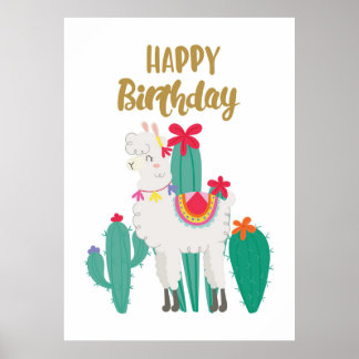 Cactus Grattis på födelsedagen Poster