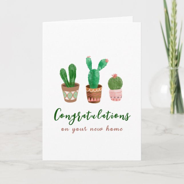 Cactus Grattiss New Home Greeting Card Tack Kort (Framsida)