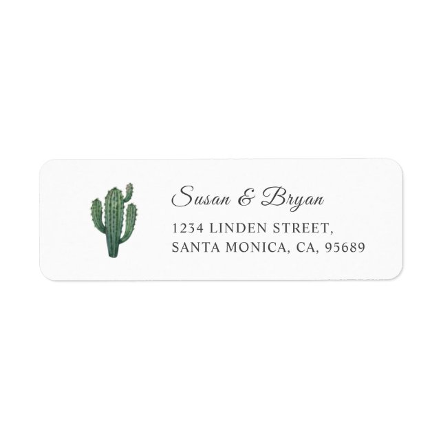 Cactus Greenery Address Label Returadress Etikett (Framsidan)