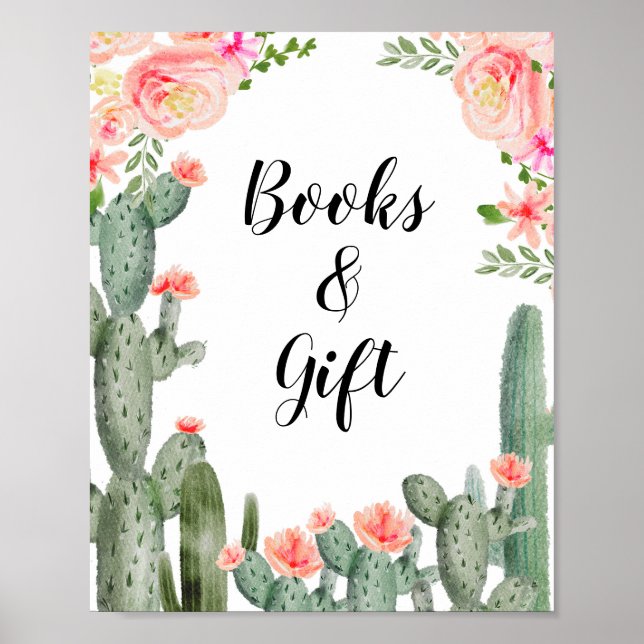 Cactus Greenery Baby Bokar och presentkort Poster (Framsidan)