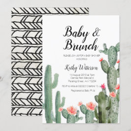 Cactus Greenery baby brunch-inbjudan till babydusc Inbjudningar