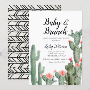 Cactus Greenery baby brunch-inbjudan till babydusc Inbjudningar
