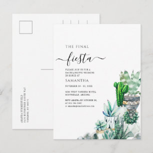 Cactus Greenery Bachelorette Helg Party Inbjudan Vykort