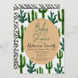 Cactus Grey Baby Shower Modern Inbjudningar