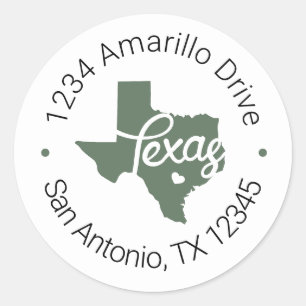 Cactus Grönt Texas Heart Cutout-adressetikett Runt Klistermärke