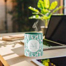 Cactus grönt white whimsical monogrammad