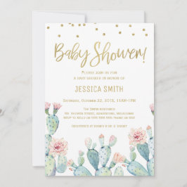 Cactus Guld Calligraphy Baby Shower-inbjudan Inbjudningar