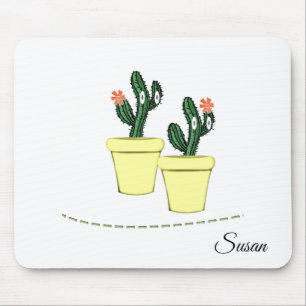 Cactus Gult Pots Blommigt Mouse Pad! Musmatta