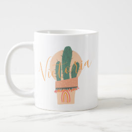 Cactus Handritad Regnbåge Krukad Namn  Jumbo Mugg