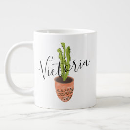 Cactus Handritad Skript Namn Jättekaffemugg Jumbo Mugg