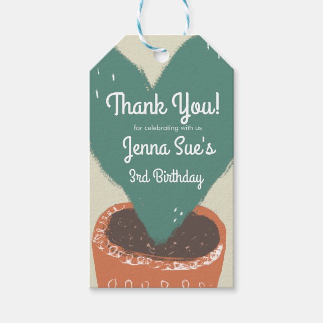 Cactus Heart Plant Fiesta Birthday Tack Presentetikett (Framsidan)