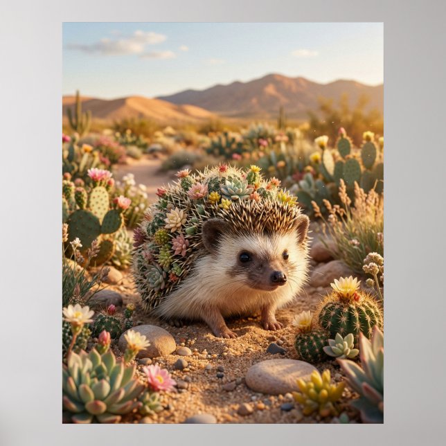 Cactus Hedgehog Desert Bloom Poster (Framsidan)