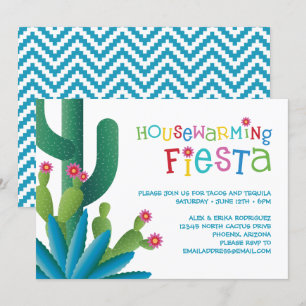Cactus Houseuppvärmning Fiesta Party Inbjudningar