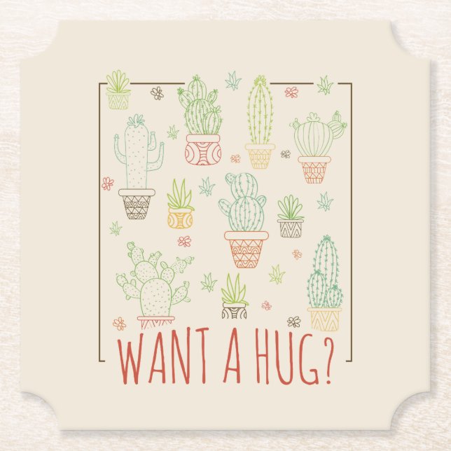Cactus Hug Papper Underlägg (Framsida)
