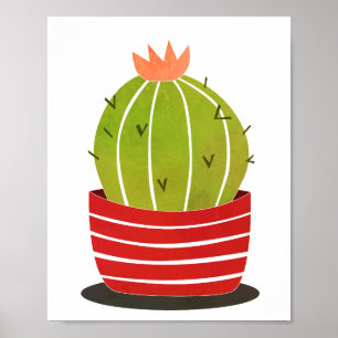 Cactus in a pot minimum art poster