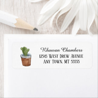 Cactus in a Pot Return Address Label Returadress Etikett