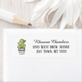 Cactus in a Pot Return Address Label Returadress Etikett