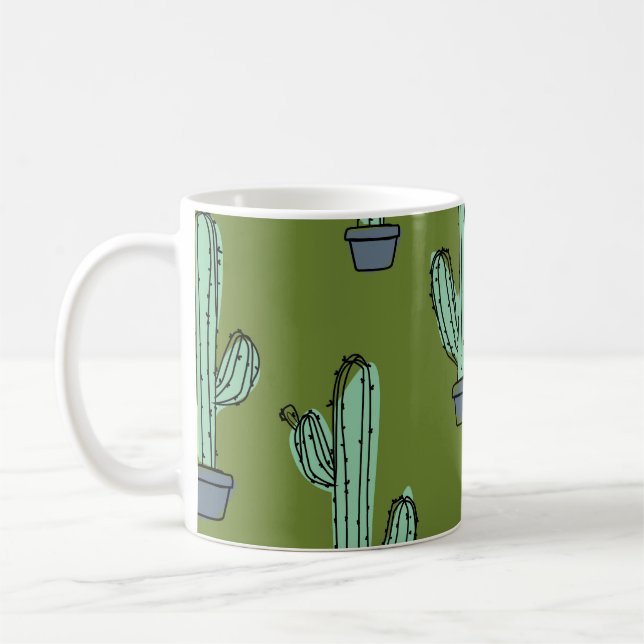 Cactus in Pot Illustration Kaffemugg (Vänster)