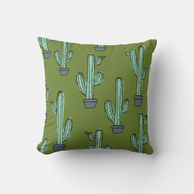 Cactus in Pot Illustration Kudde (Framsida)