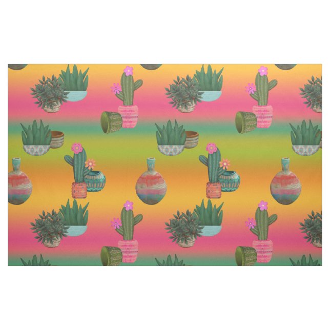 Cactus in Pots Southwest Ombre Tyg (Fat Quarter)