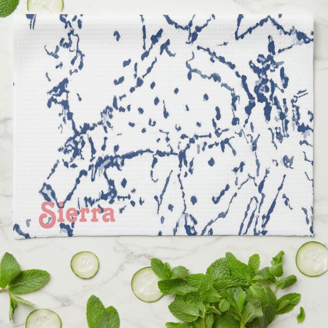Cactus Inspired Abstrakt Blue Kitchen Towels Kökshandduk (Vikta)