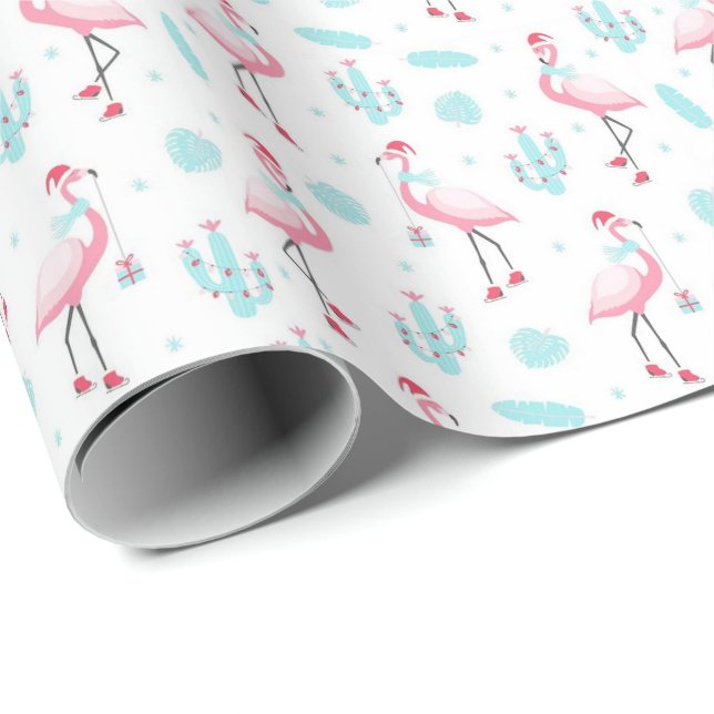 Cactus jul Flamingos Wrapping Papper Presentpapper (Rullad Hörn)