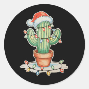Cactus jul Ljus Julafton Funny Helgdag Family Runt Klistermärke