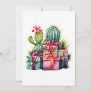 Cactus Julgran Watercolor Julkort