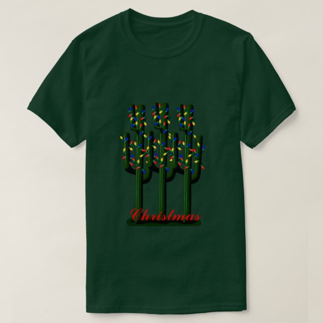 Cactus Julgranar med Bright Ljus T-shirt (Design framsida)
