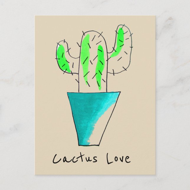 Cactus kärlek mexikanska ökensöt illustration vykort (Framsida)