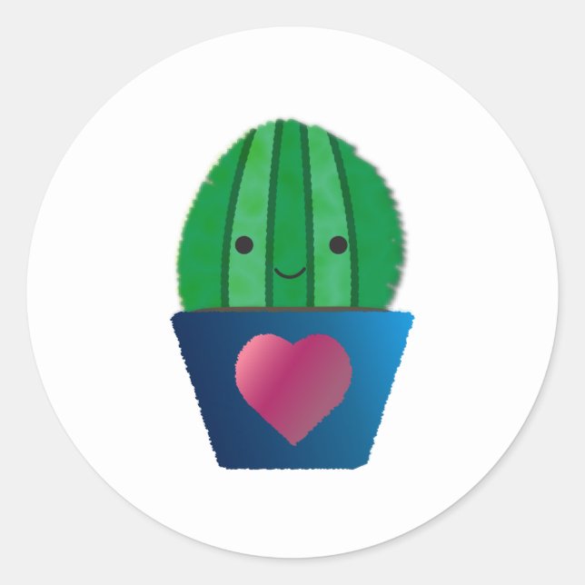 Cactus Kärlek Runt Klistermärke (Framsida)
