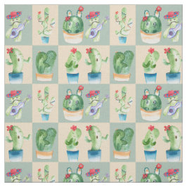 Cactus kärlek - vattenfärg. tyg