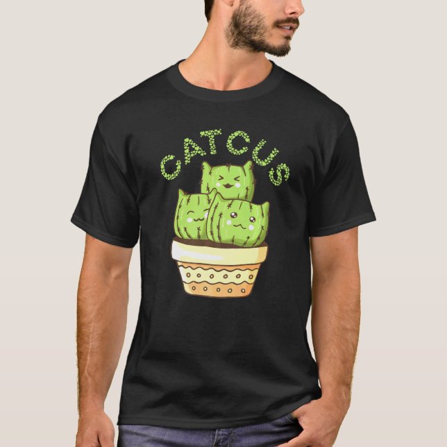 Cactus Kattunge Catcus Succulent Saguaro Cat Pun T Shirt (Framsida)