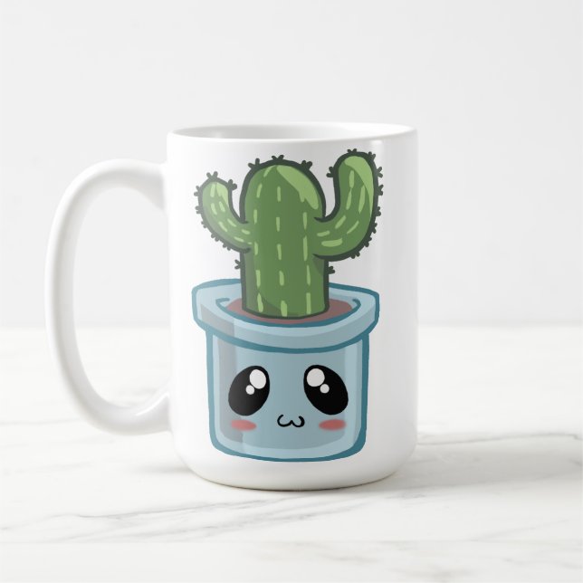 Cactus Kawai Grön Sukkulent Vattenfärg Växt Kaffemugg (Vänster)