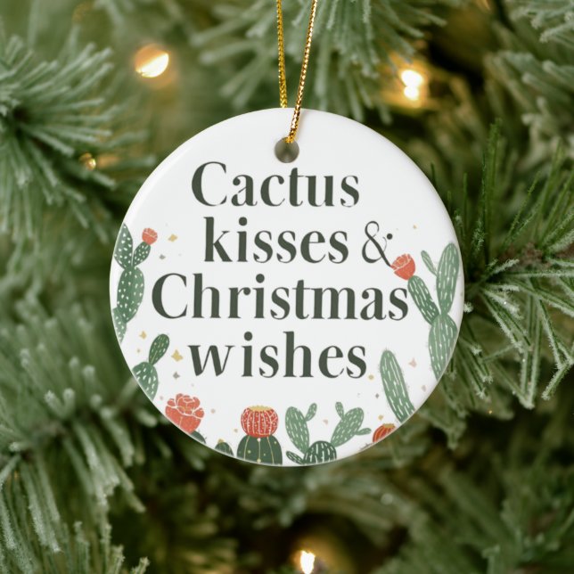 Cactus Kisses & Christmas Wishes – A Double-Sided  Julgransprydnad Keramik (Träd)