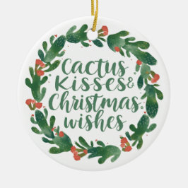 Cactus Kisses & Christmas Wishes – En dubbelsidig Julgransprydnad Keramik